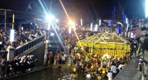 Devotees thronged to collect teertha after the Teertodbhava at Talacauvery in Kodagu on Sunday.