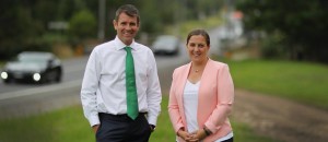 Upgrade: NSW Premier Mike Baird and Holsworthy MP Melanie Gibbons standing in front of Harris Bridge in Holsworthy. Picture: Simon Bennett.