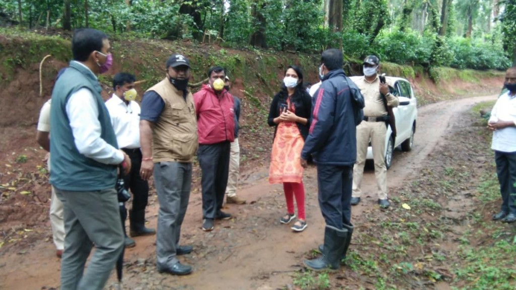 Deputy Commissioner Annies Kanmani Joy visits the rehabilitation site in Arekadu village, on Thursday. 