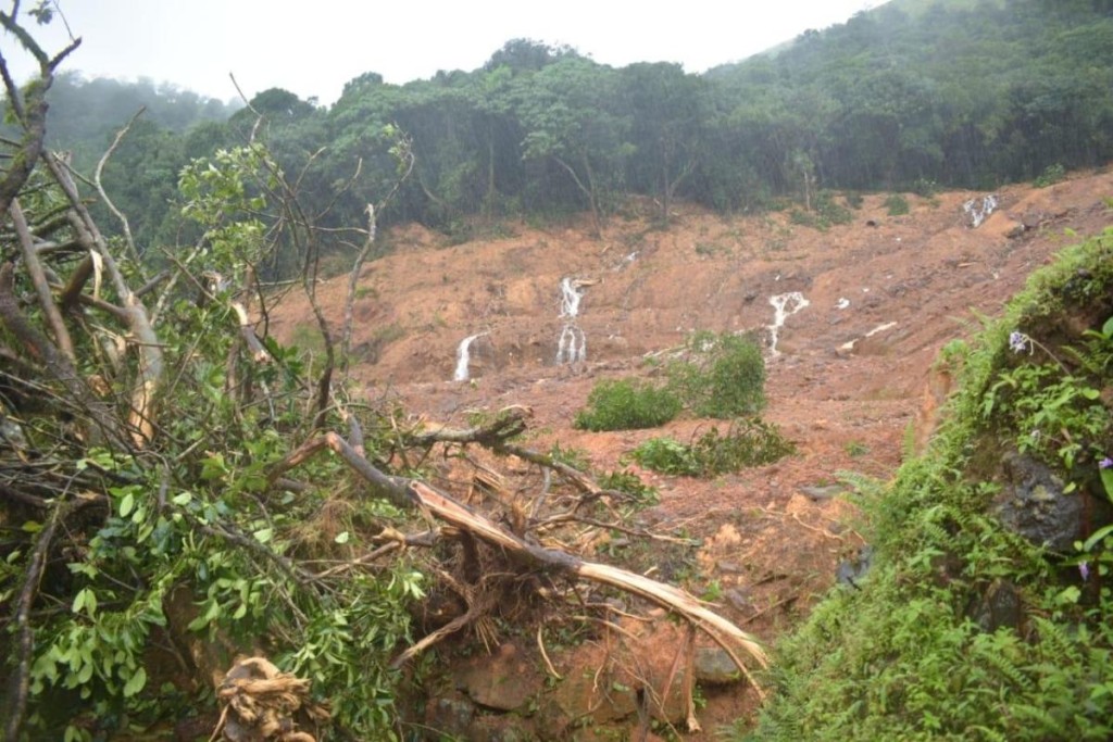 The site of landslide in the Brahmagiri range, Kodagu. DH Photo 